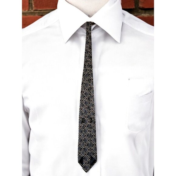 Pavia Handmade in Italy 100% Silk Geometric Pattern Tie—Elegant & Timeless Desig - Picture 2 of 10